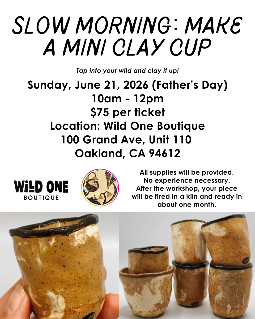Clay Mini Cup Workshop - Sunday, June 21, 2026 (Father’s Day)