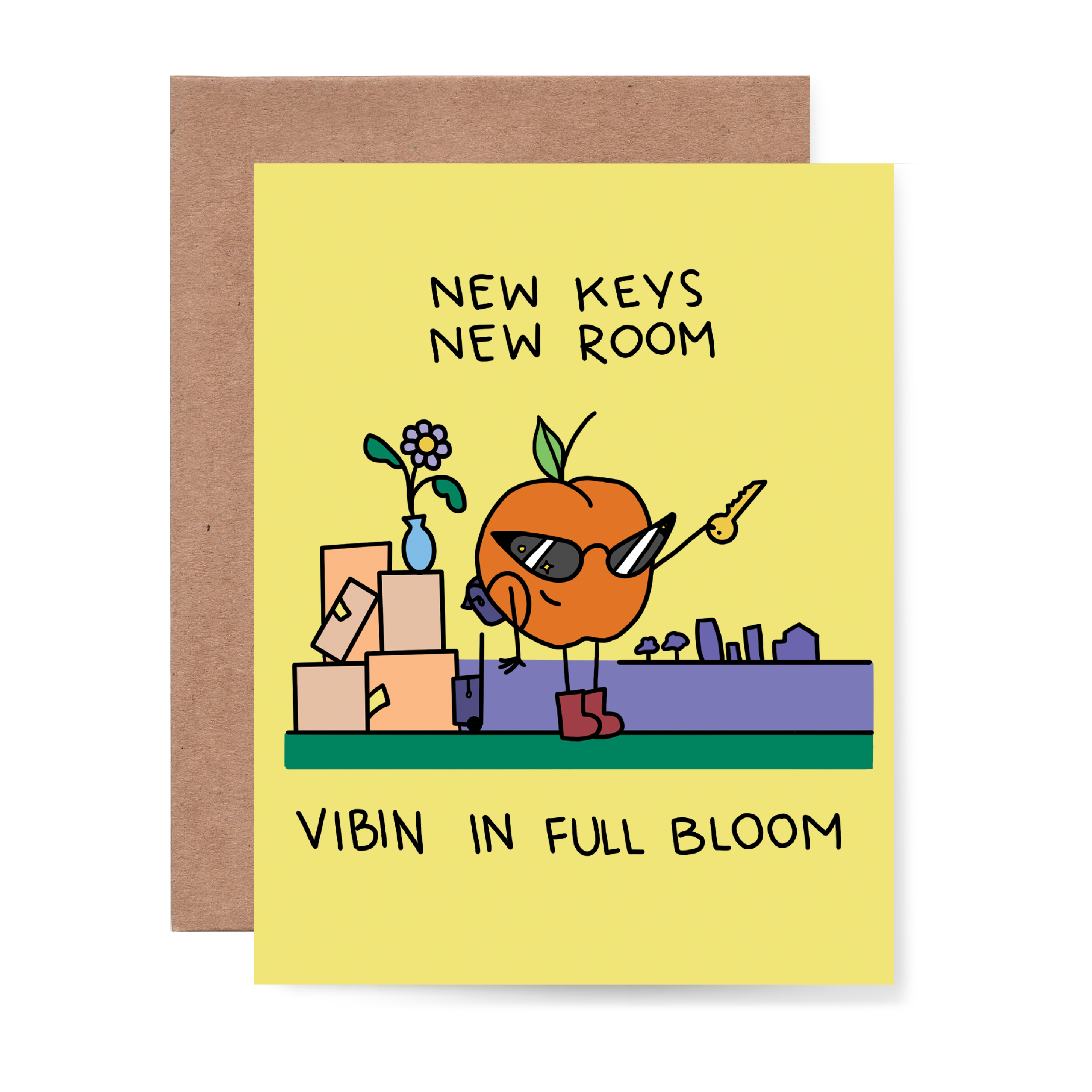 New Keys, New Room, Vibin in Full Bloom Greeting Card
