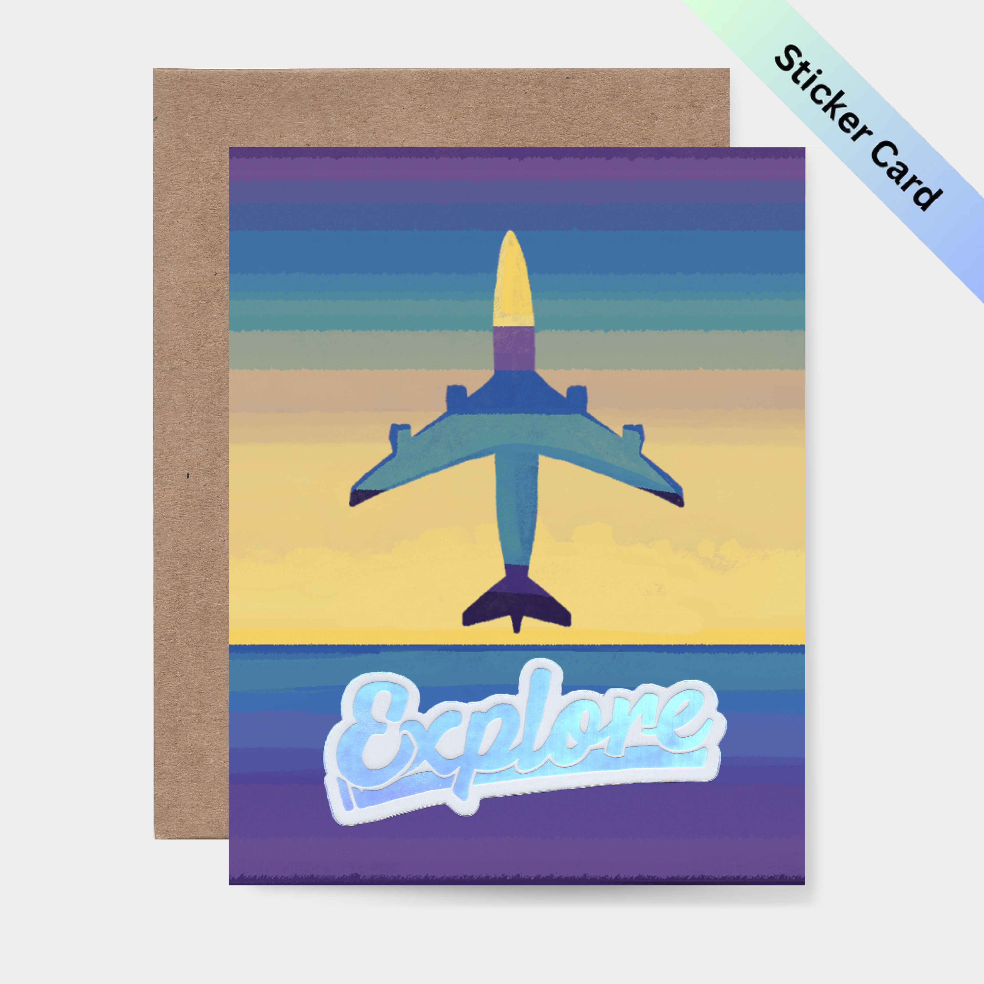 Explore Plane Sticker Card