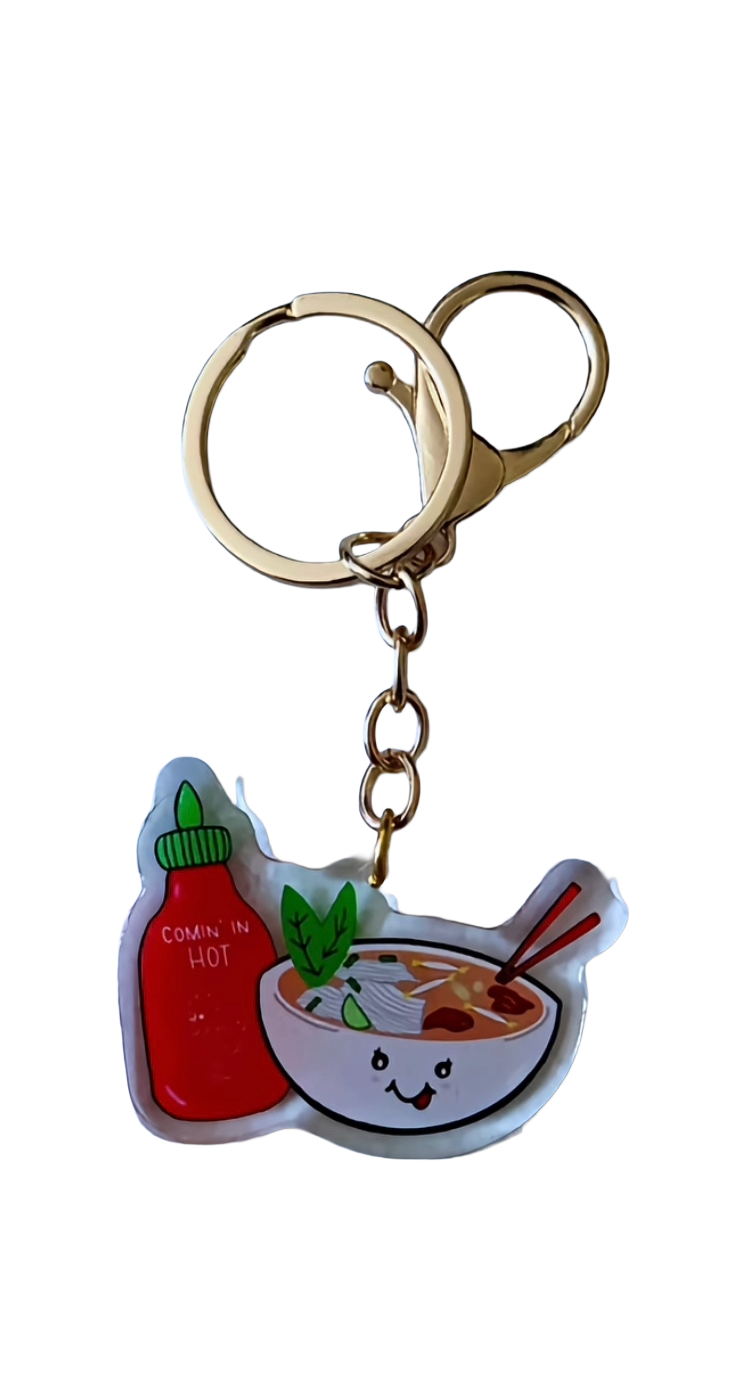 Pho & Sriracha Epoxy Keychain