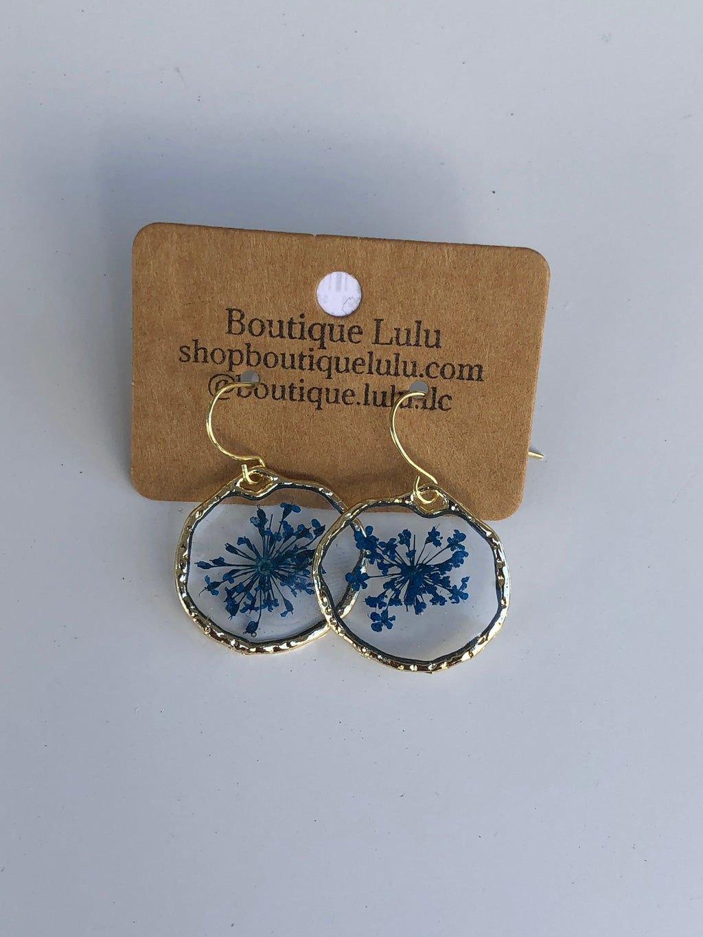 Flower Resin Earrings - small (Gold or Silver)