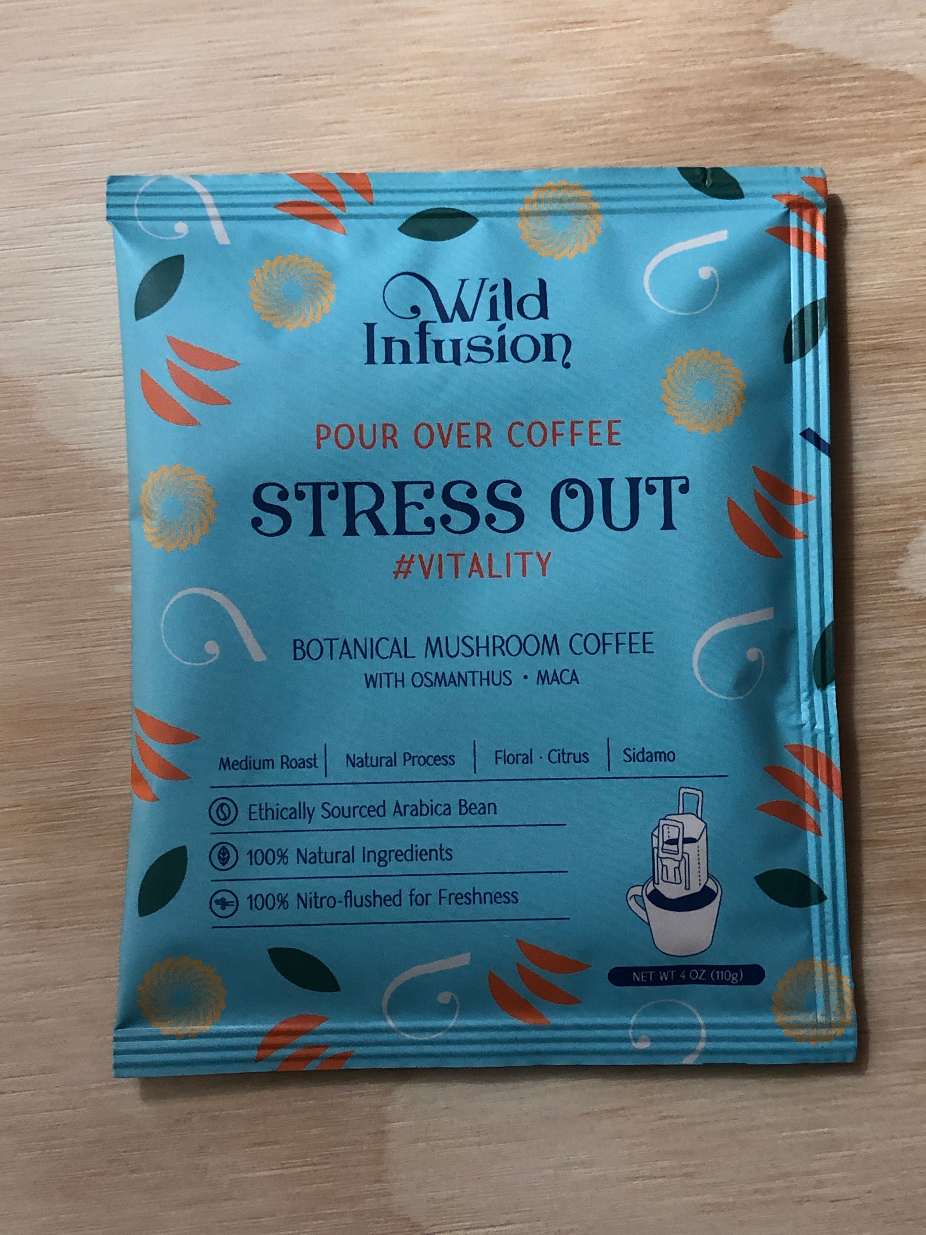 Stress Out Mushroom Coffee Single Serve Pour Over
