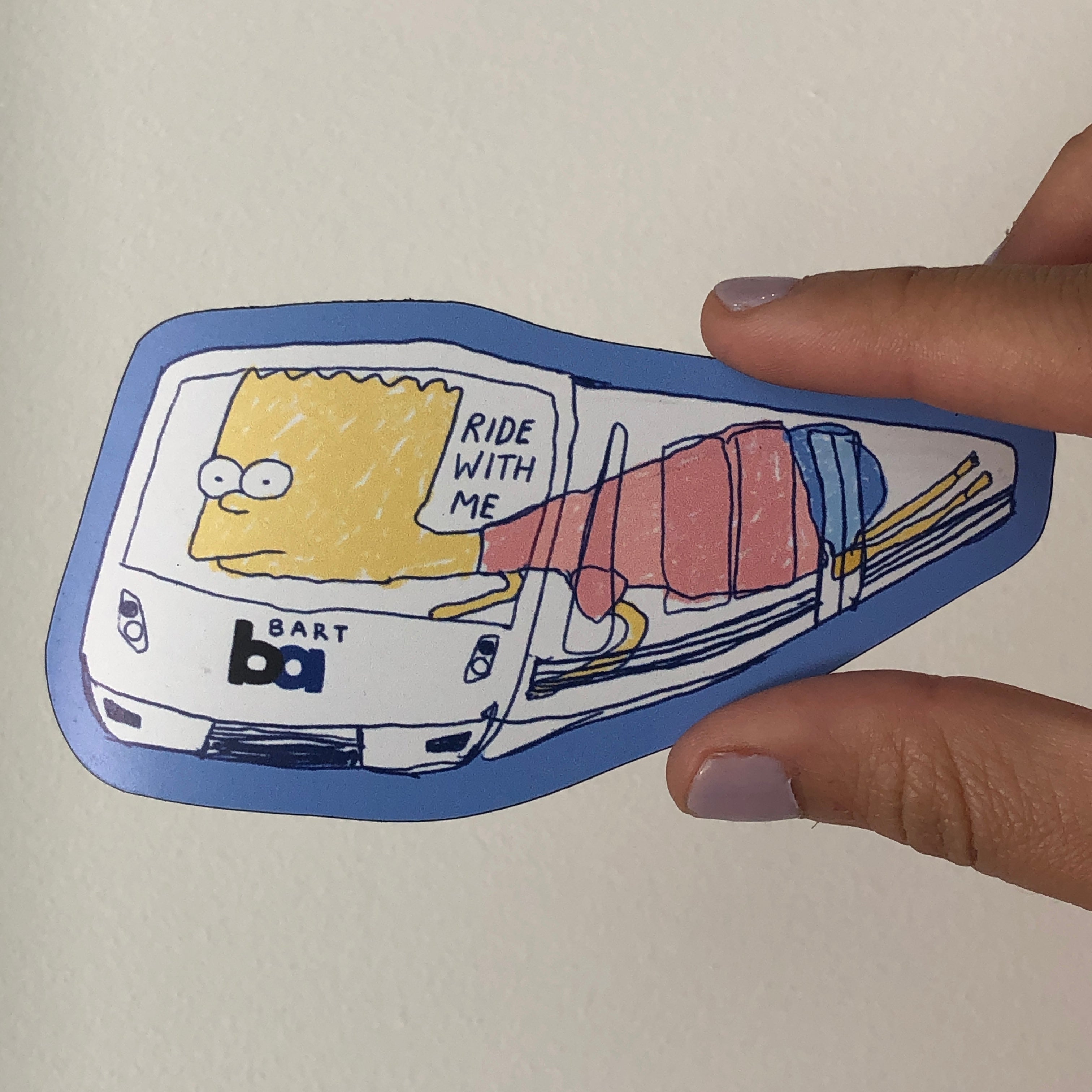 Bart Simpson riding BART magnet