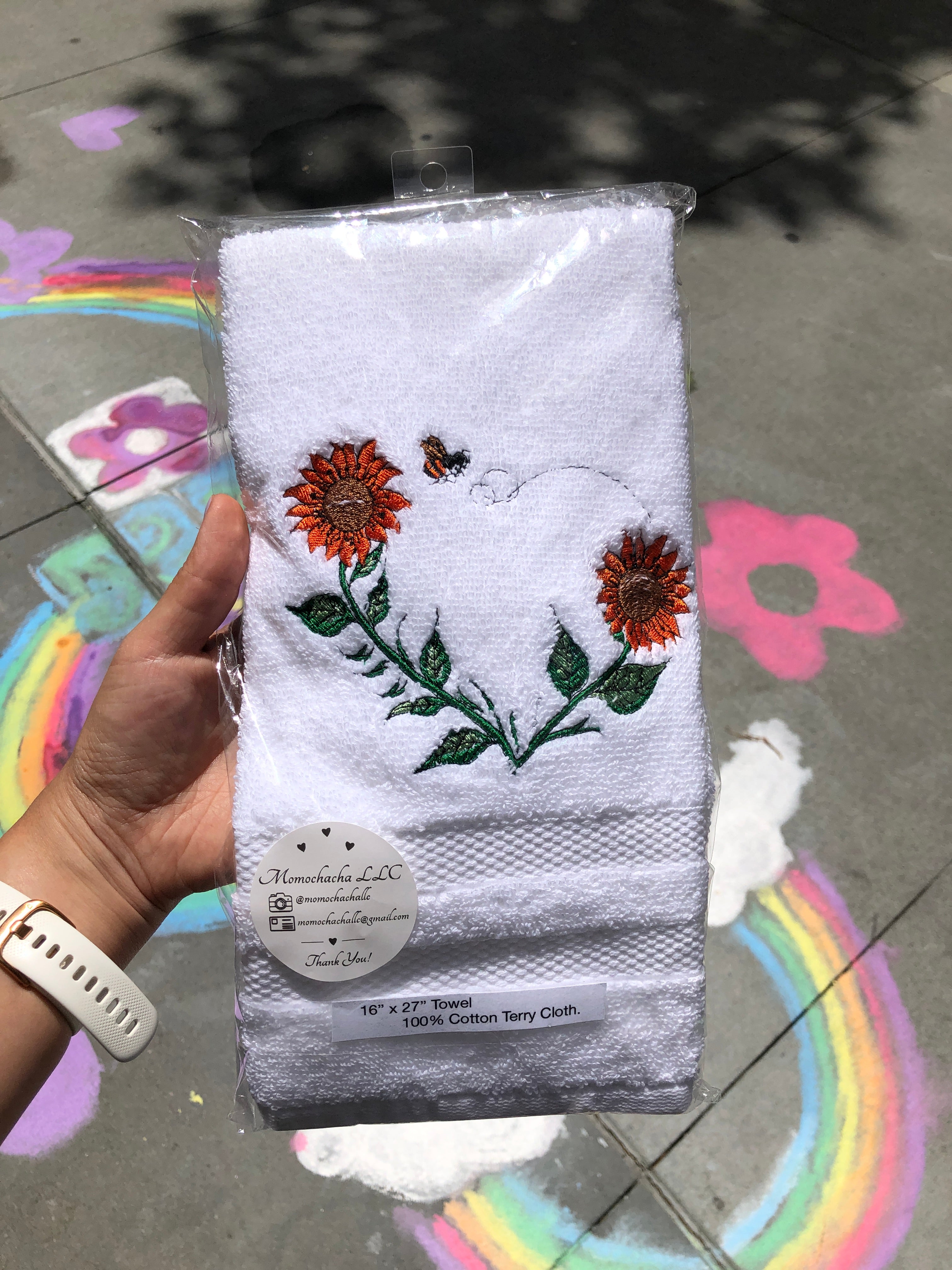 Sunflower and Bee 16"x 27" Terry Towel