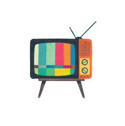 Retro Television TV 8"x8" Art Print