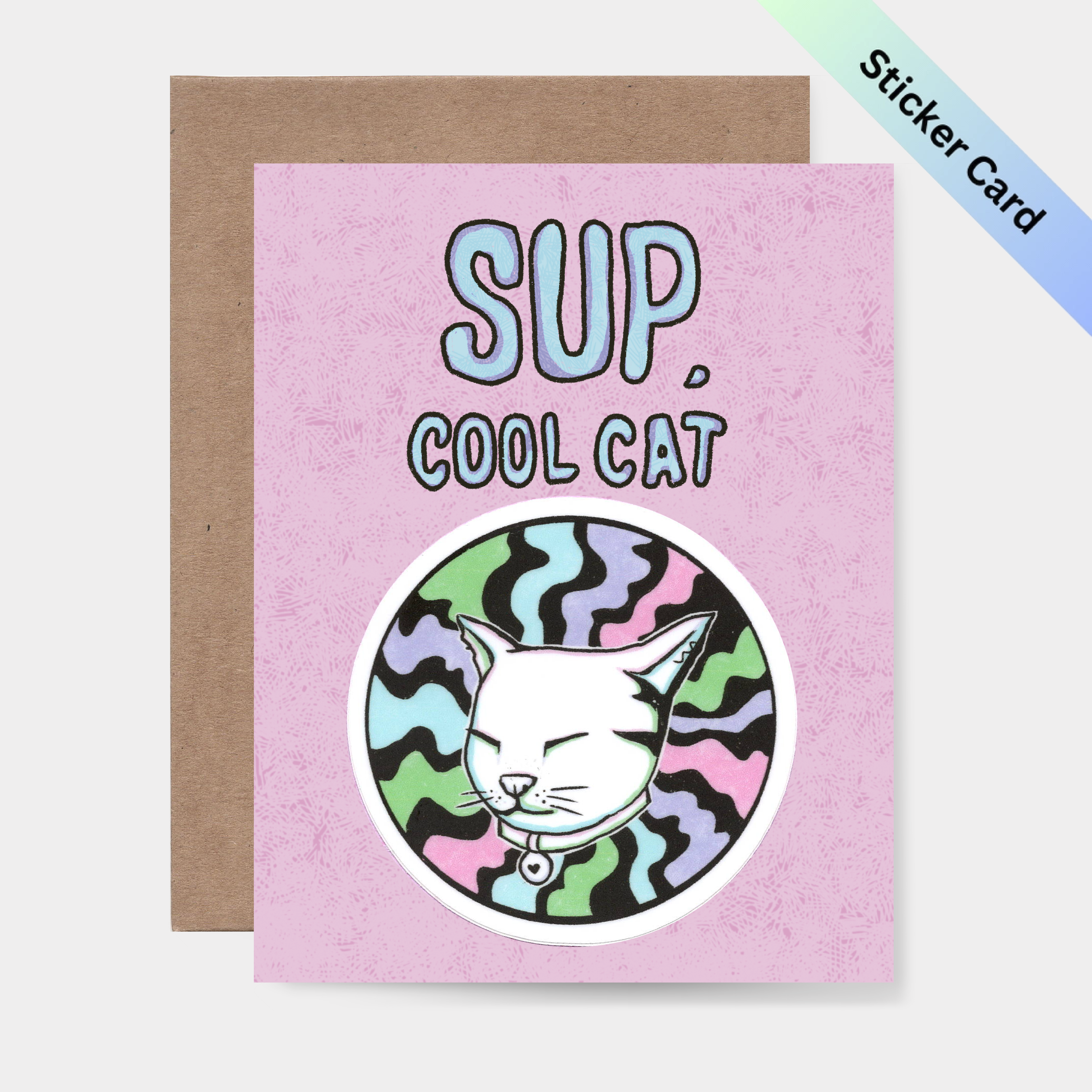 Sup Cool Cat Sticker Card
