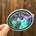 Dog Licking an Ice Cream Cone in Space Holographic Sticker