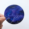 San Francisco Bay Area Midnight Skyline, Galaxy Stars Sticker