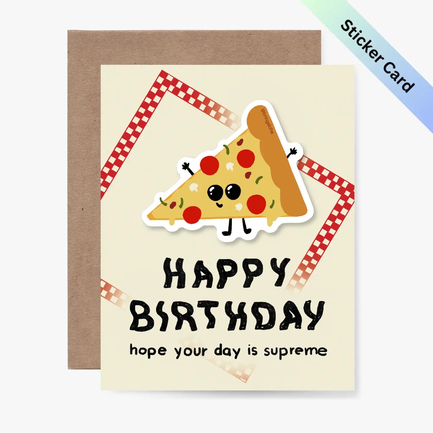 Happy Birthday Pizza Sticker Card
